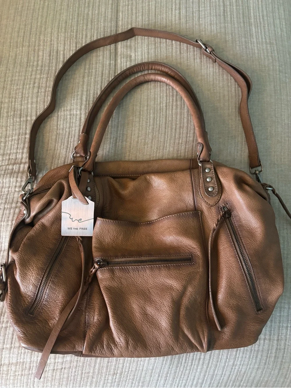 FREE PEOPLE We The Free Saddle Brown Leather Shoulder Bag